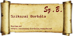 Szikszai Borbála névjegykártya